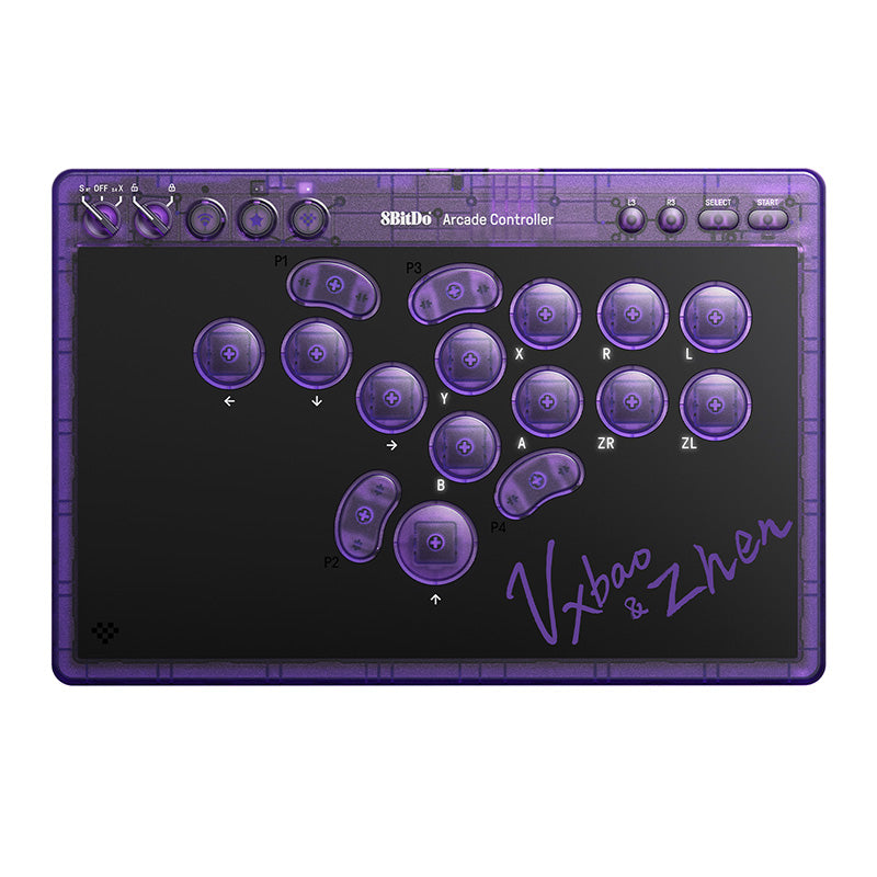 8BitDo Arcade Controller - Transparent Purple Signature Edition (Ships on Jan 31th 2026)