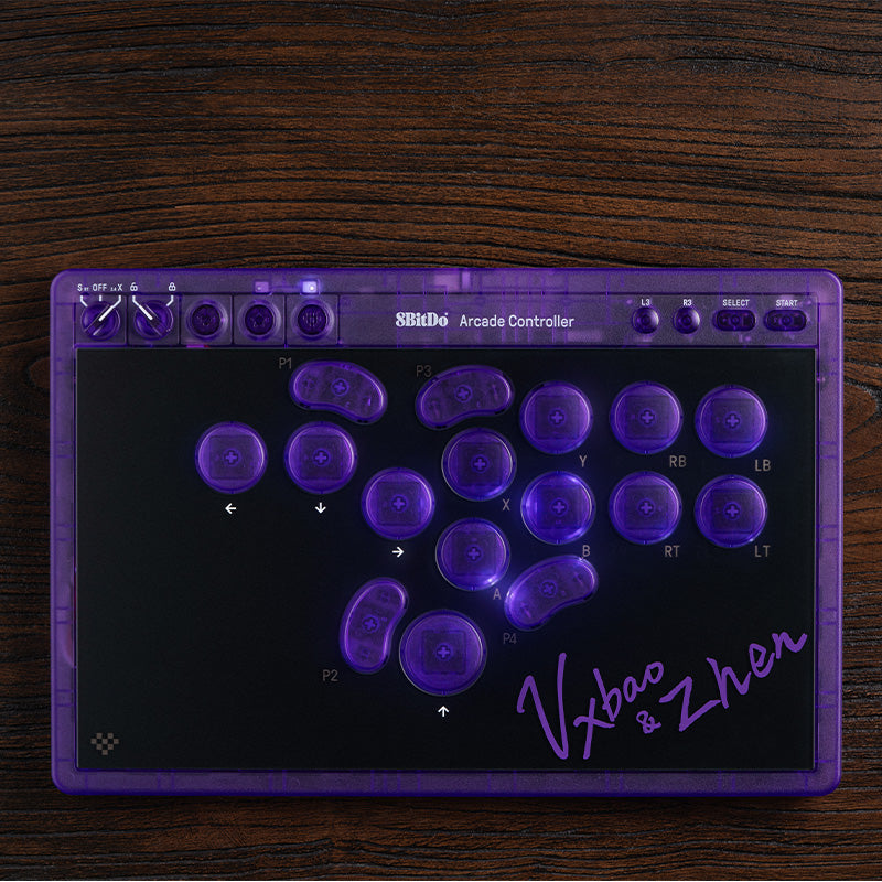 8BitDo Arcade Controller - Transparent Purple Signature Edition (Ships on Jan 31th 2026)