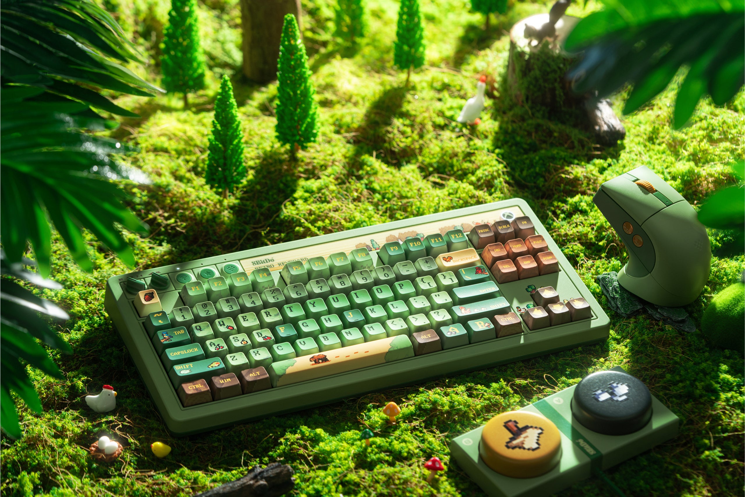 Retro 87 Mechanical Keyboard& Retro R8 Mouse - Forest Wonder